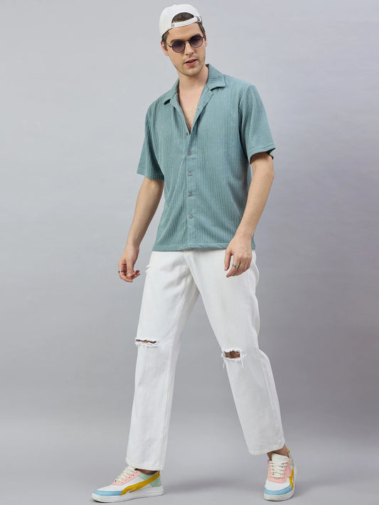 Men Textured Casual Shirt Green - Reprise