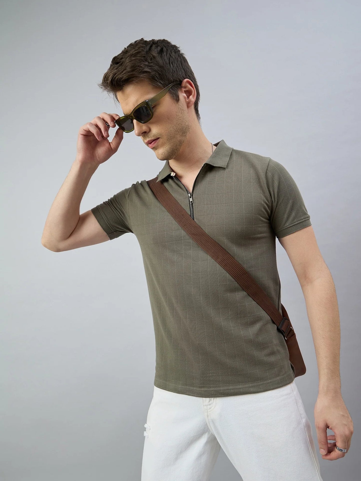 Men Olive Green Cotton Polo T-Shirts - Reprise