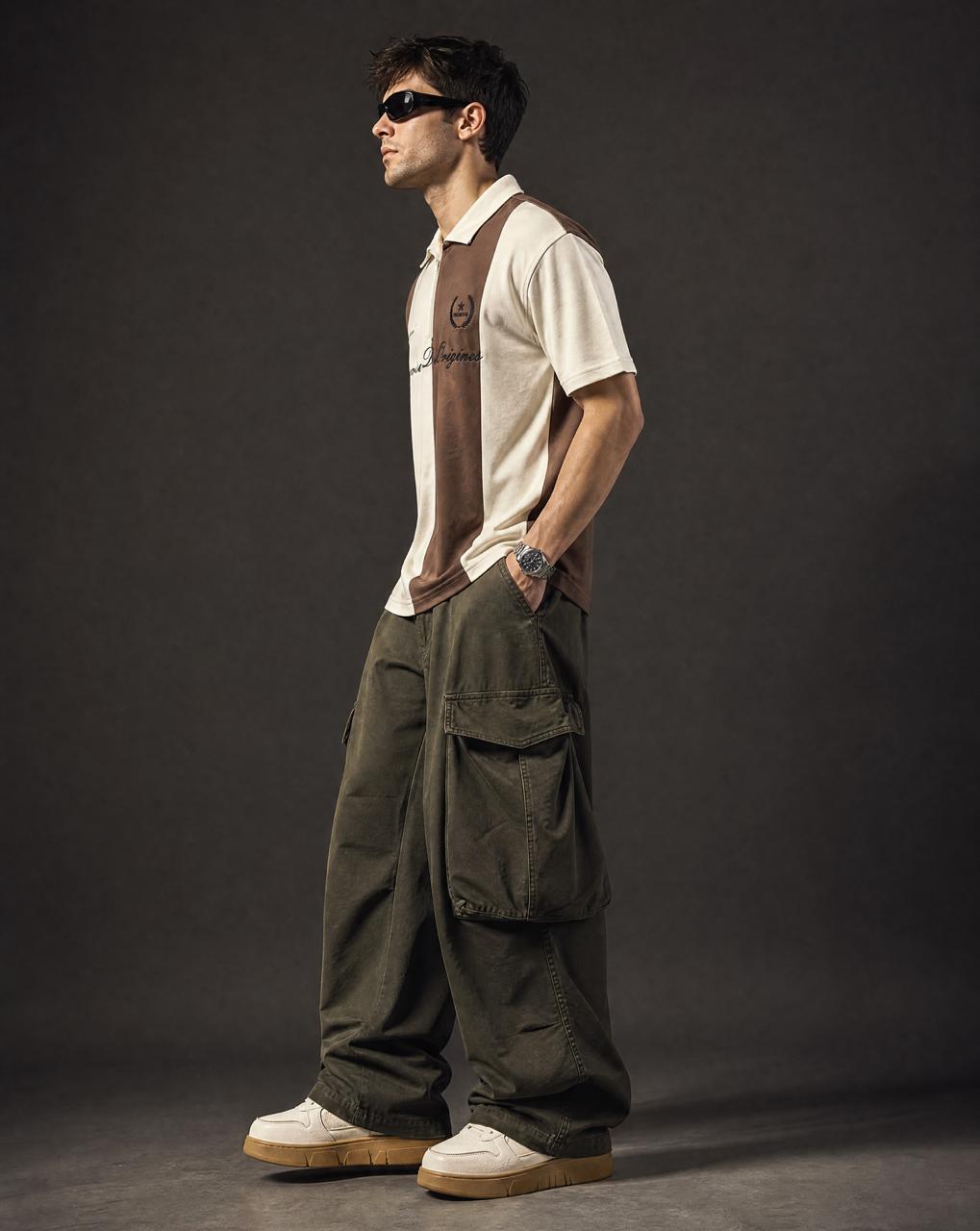 Men Cotton Polo T-Shirts Brown