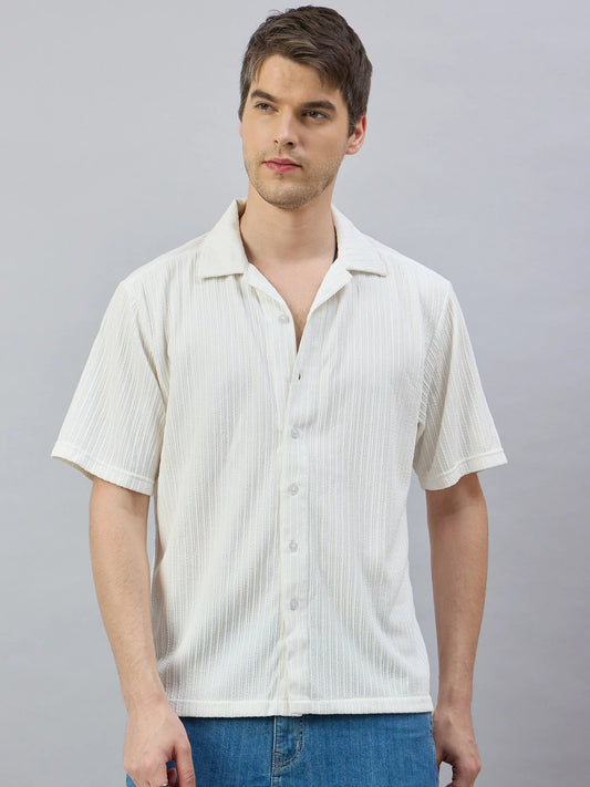 Men Textured Casual Shirt Cream - Reprise