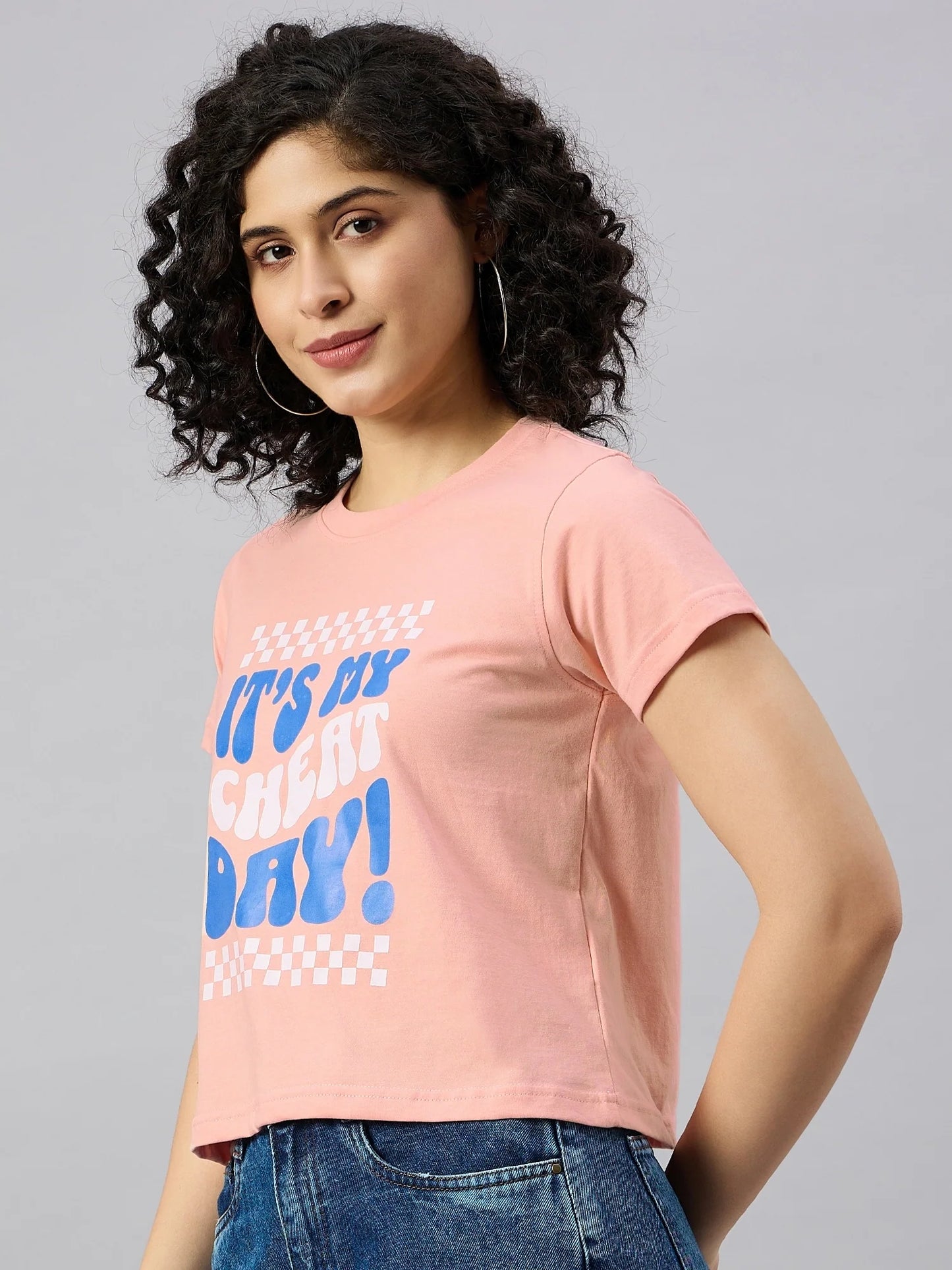 Women Printed Regular Fit T-shirt Peach
