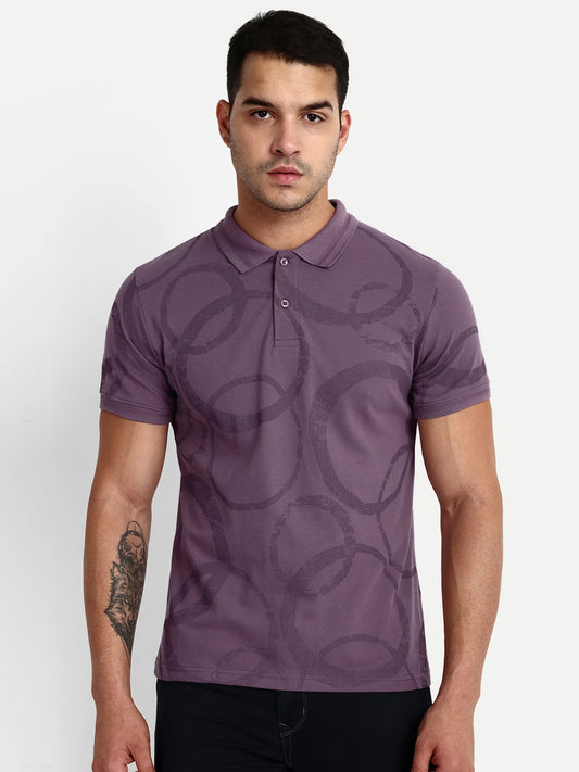 Men Printed Polo T-Shirt Purple - Reprise