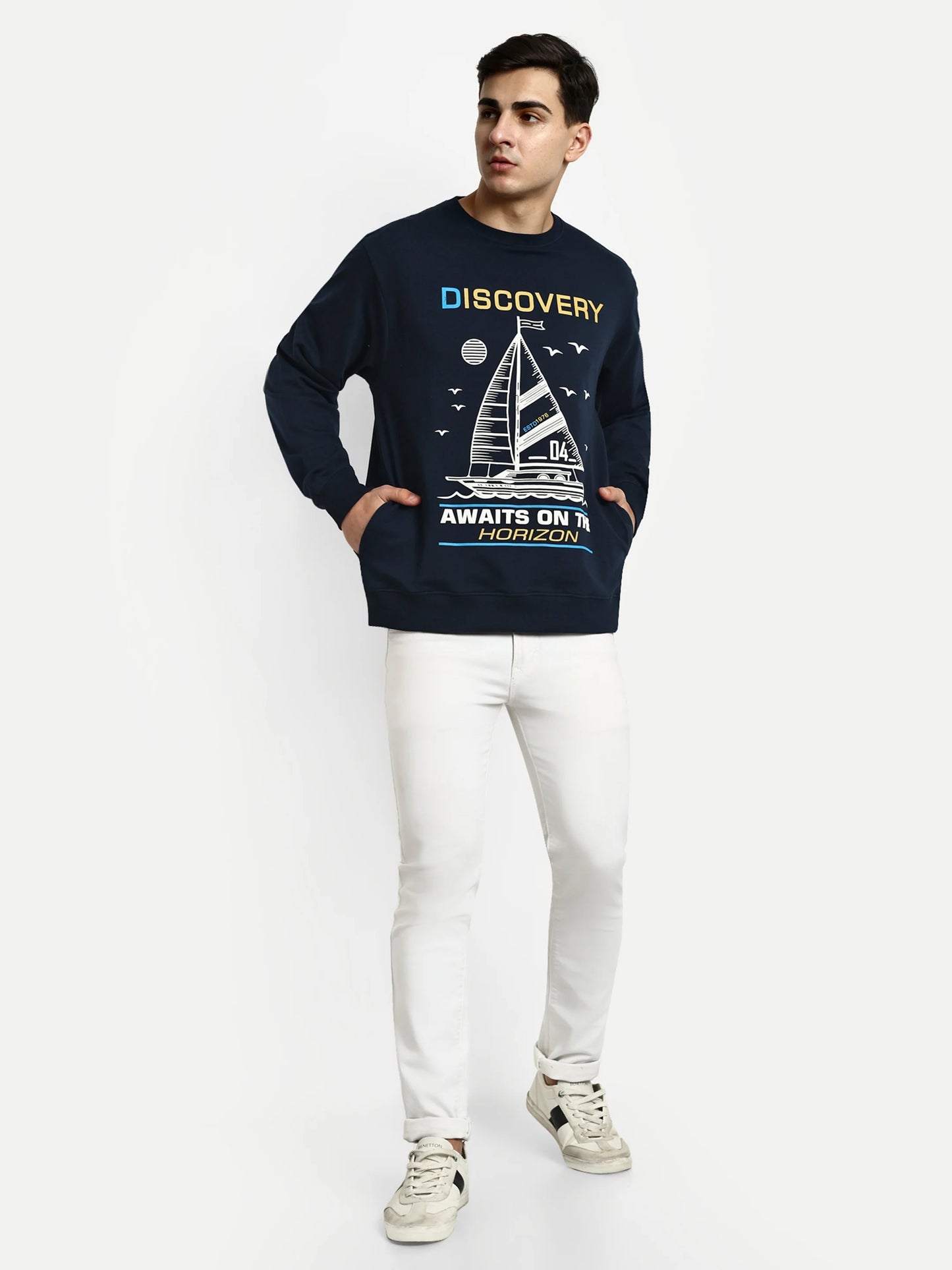 Men Printed Sweatshirts Navy - Reprise