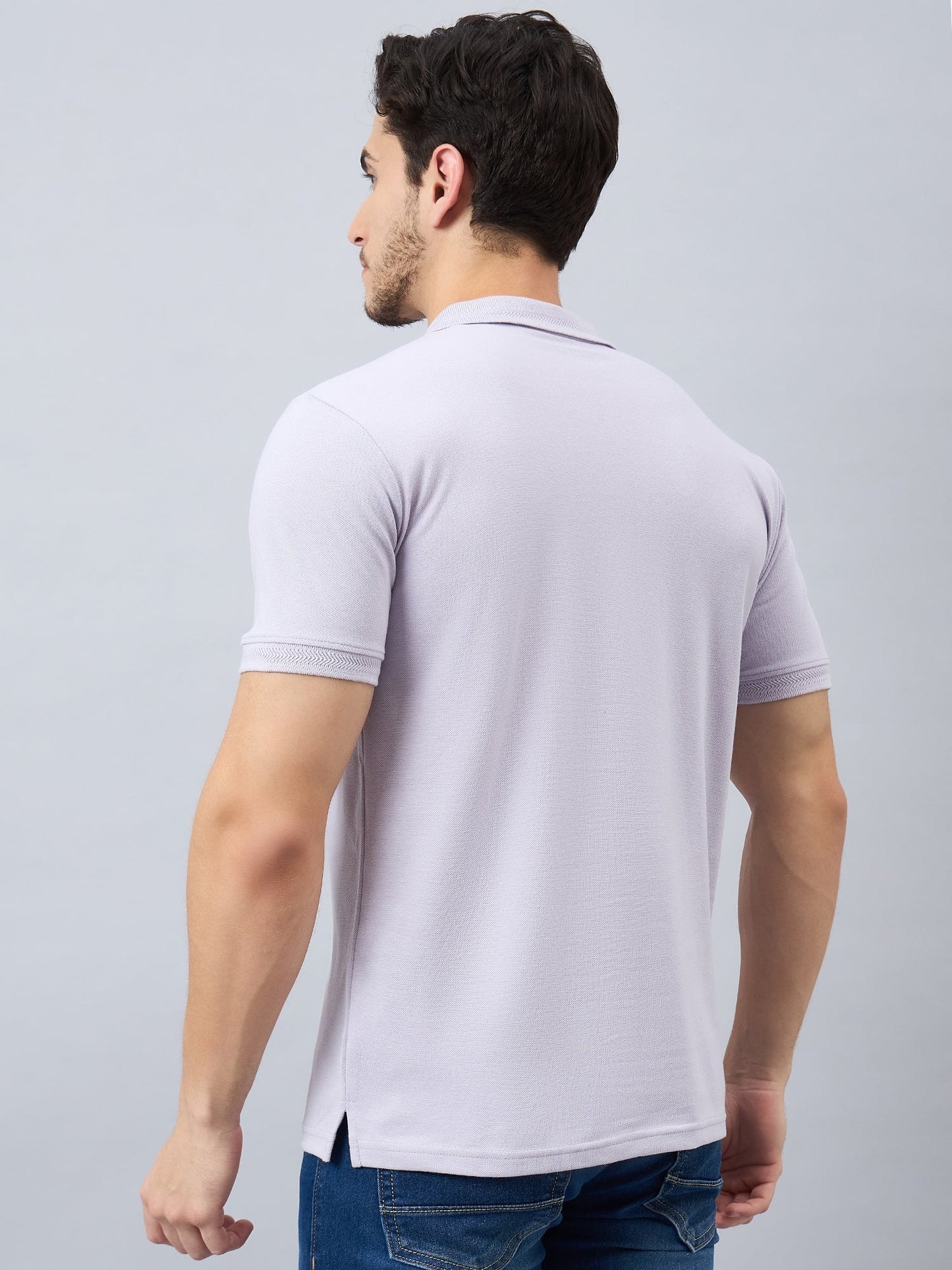 Men Solid Mauve Cotton Polo T-Shirts - Reprise