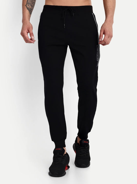Men Black Cotton Casual Joggers