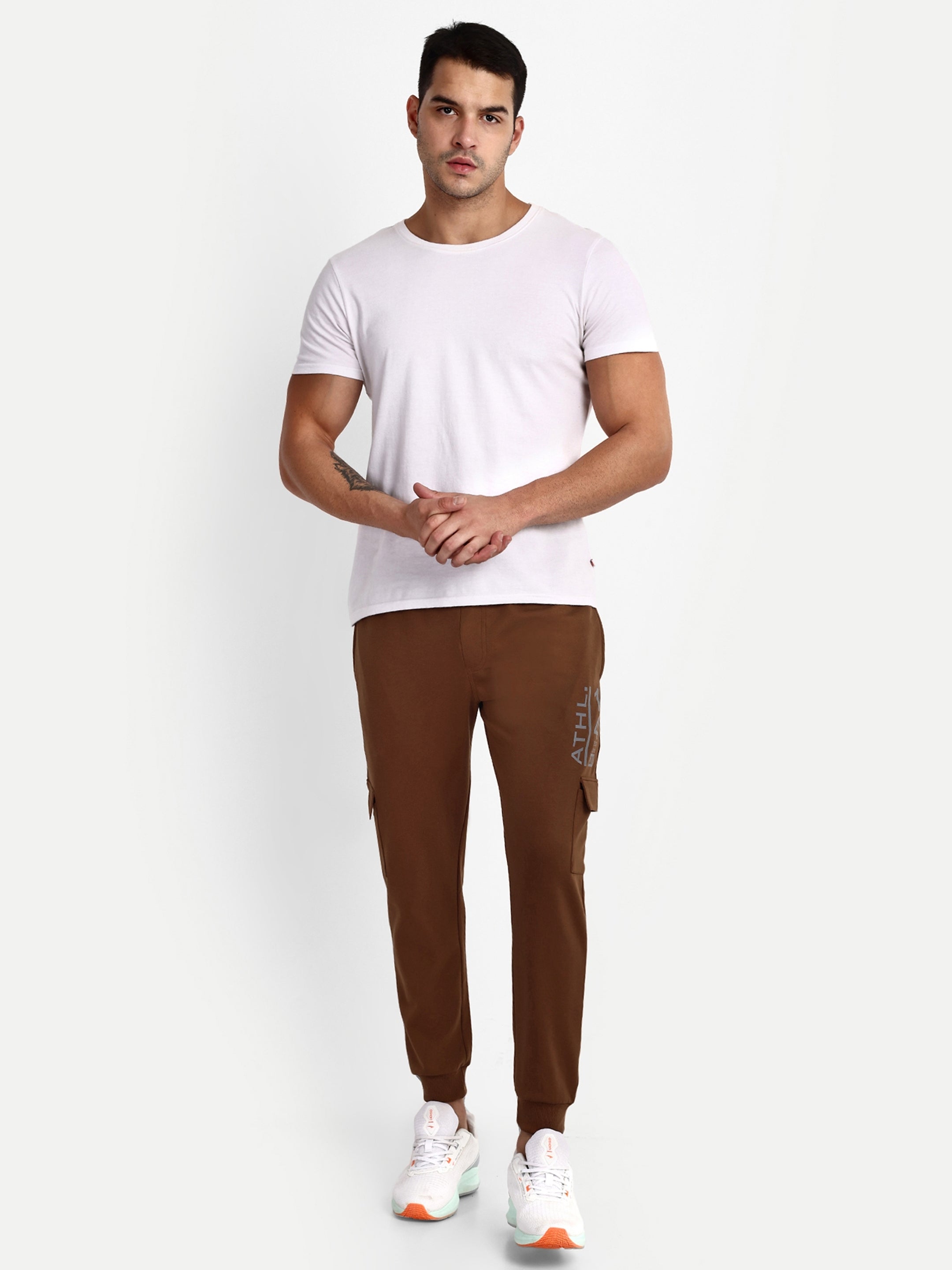 Men's Brown Cotton Casual Joggers - Reprise