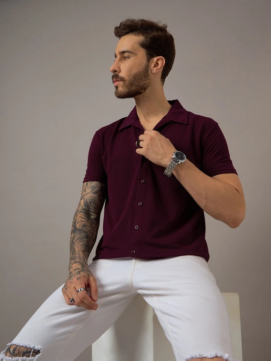Mens Casual Shirt Maroon - Reprise