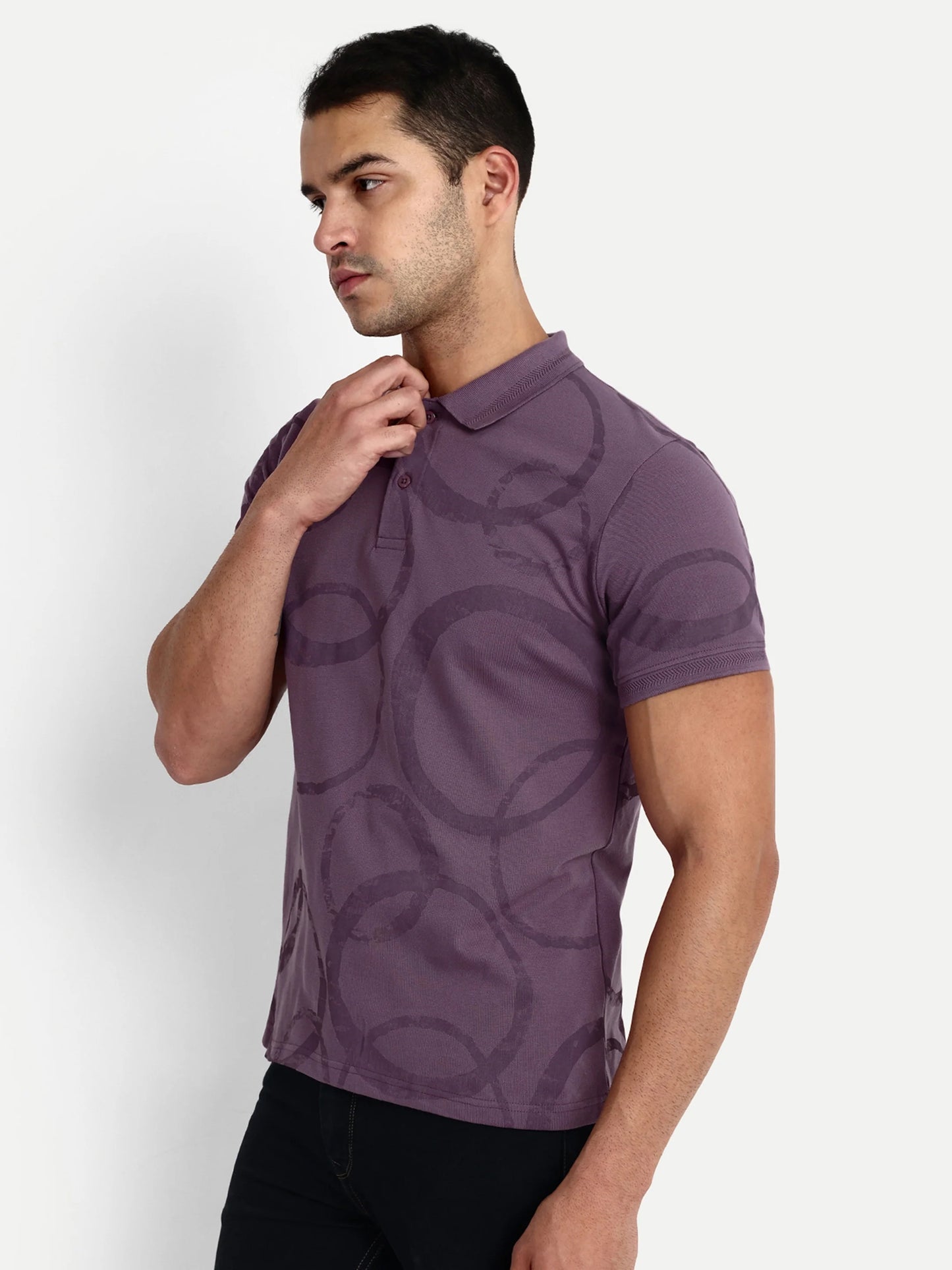 Men Printed Polo T-Shirt Purple - Reprise