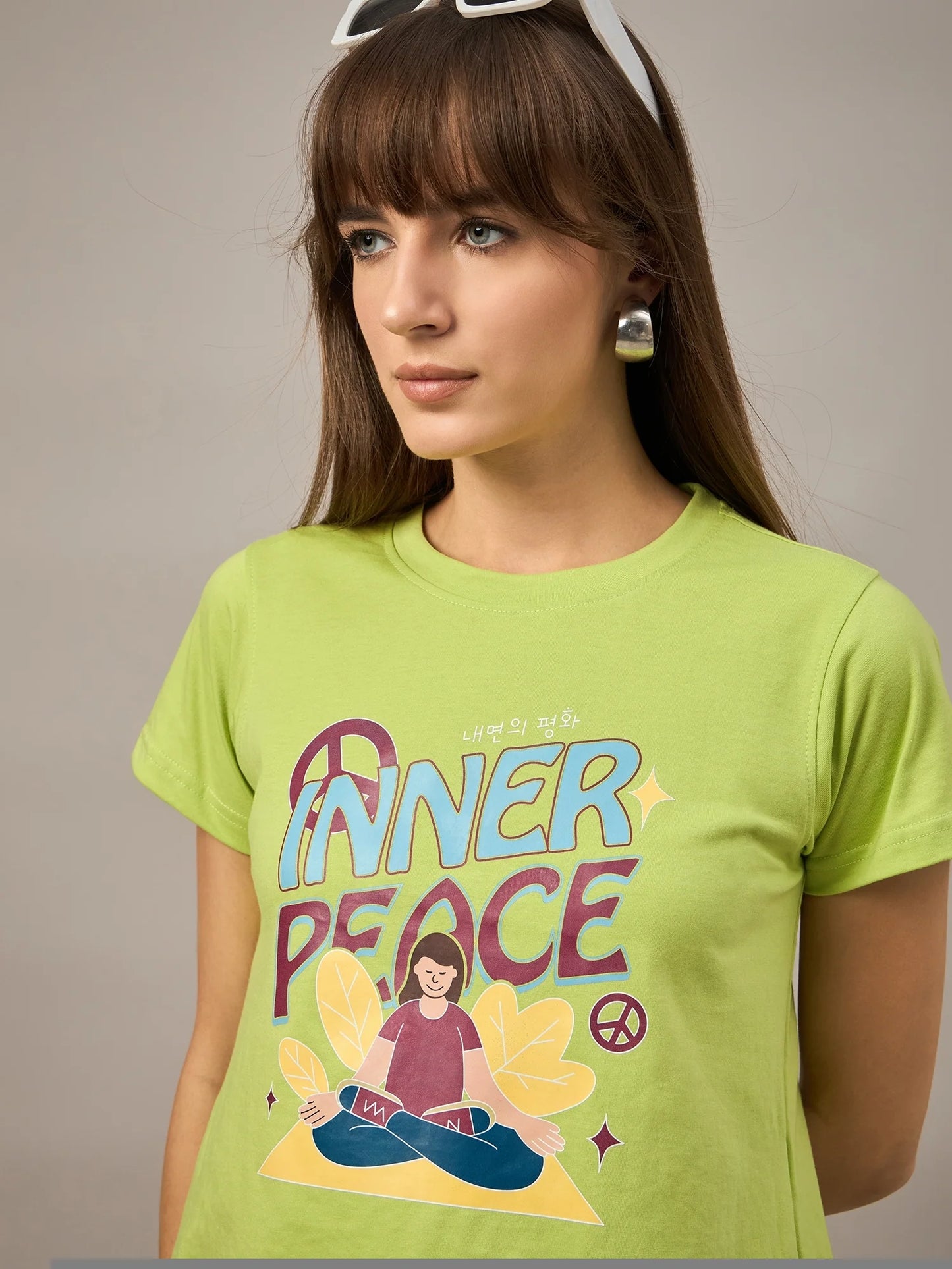 Women Printed Regular Fit T-shirt Green