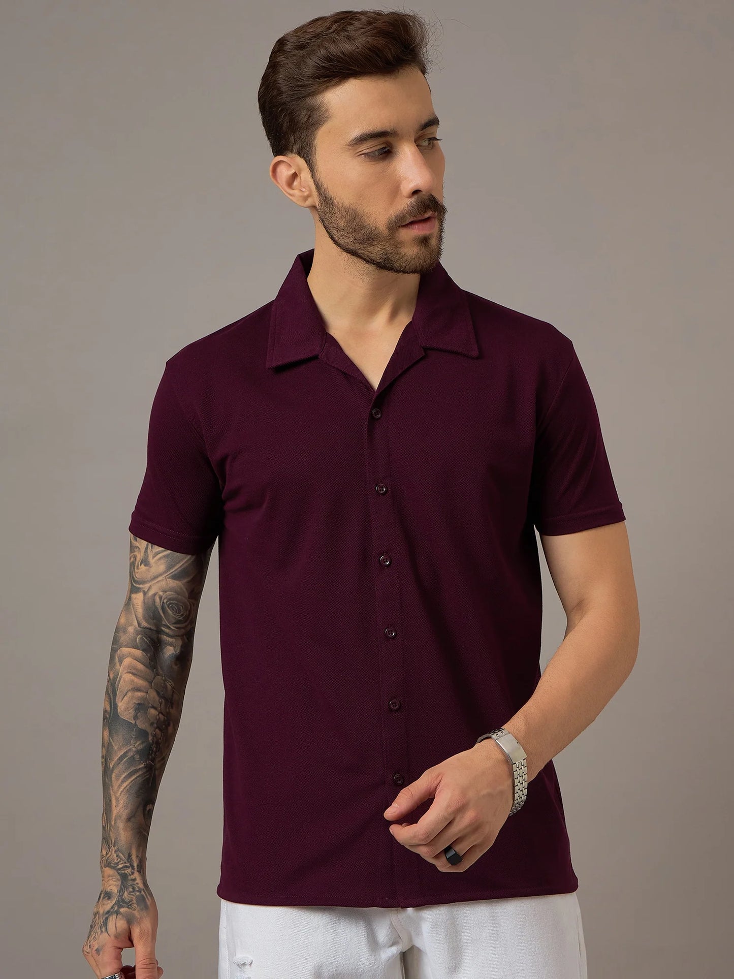 Mens Casual Shirt Maroon - Reprise