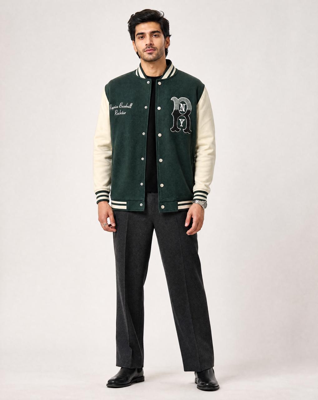 Men Winter Full Sleeves Jacket Green