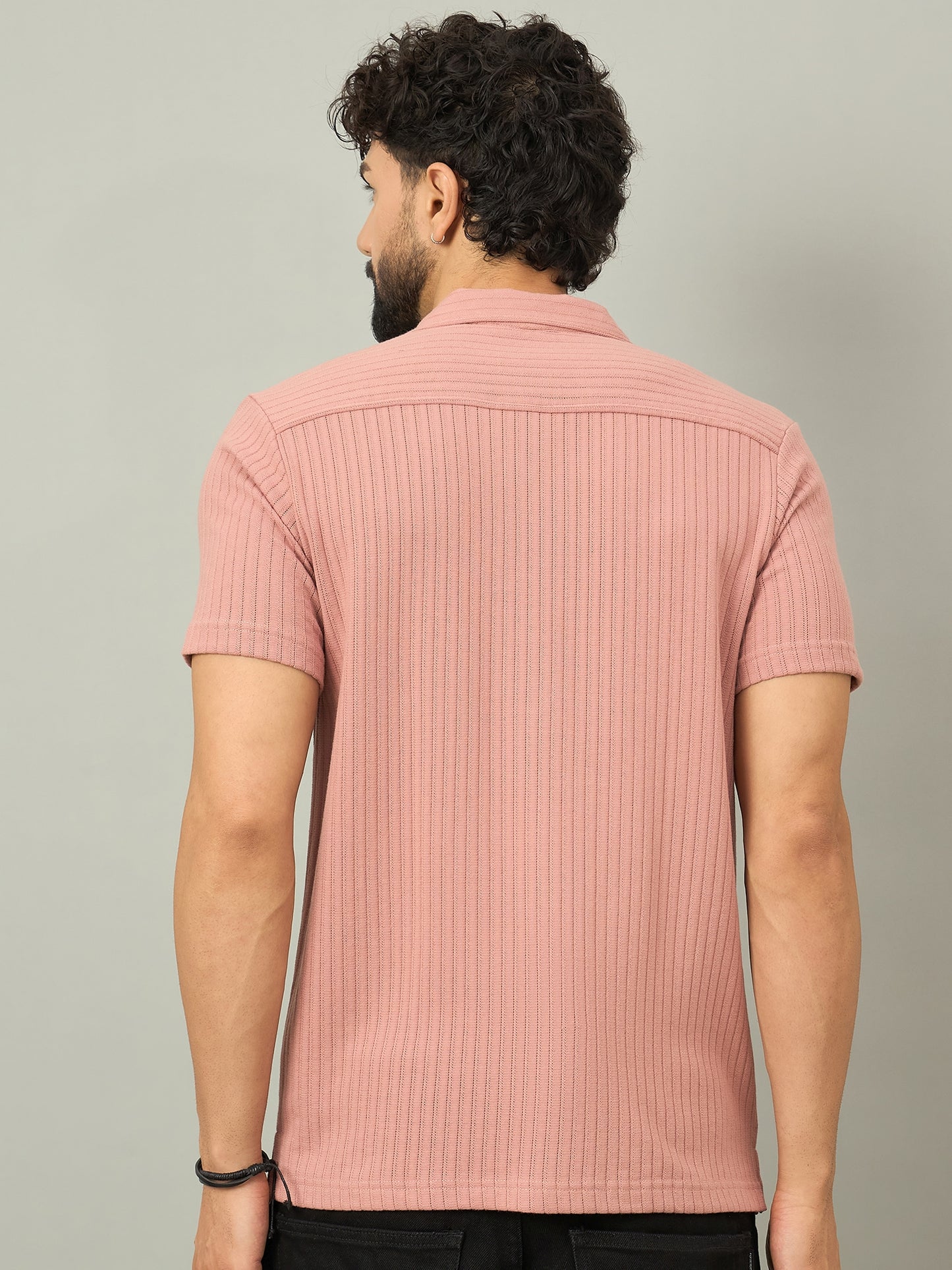 Men Printed Peach Shirt