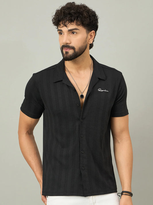 Men Textured Shirt Black