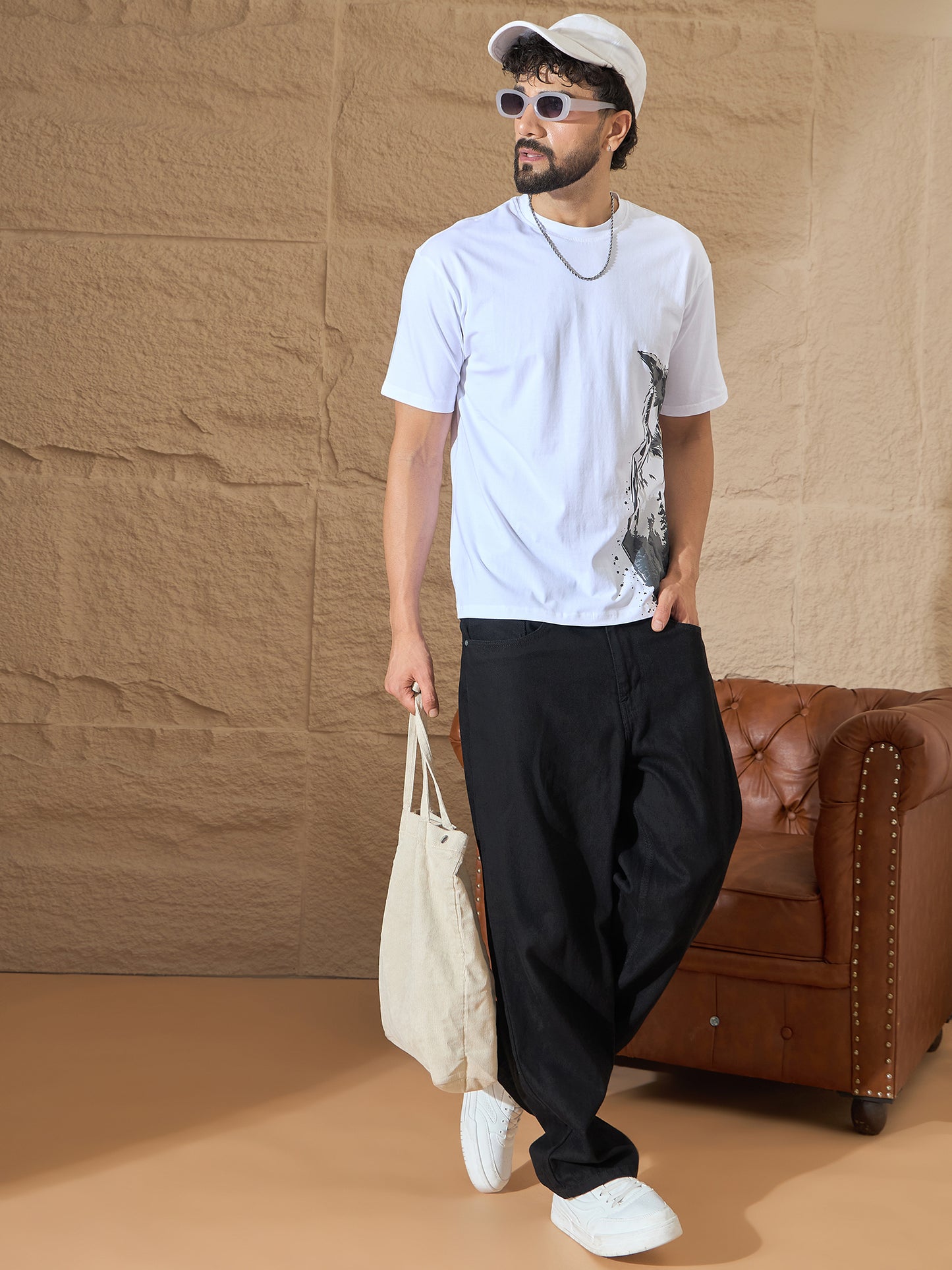 Mens White Graphic Tee