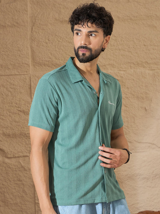 Men Textured Shirt Sea Green - Reprise