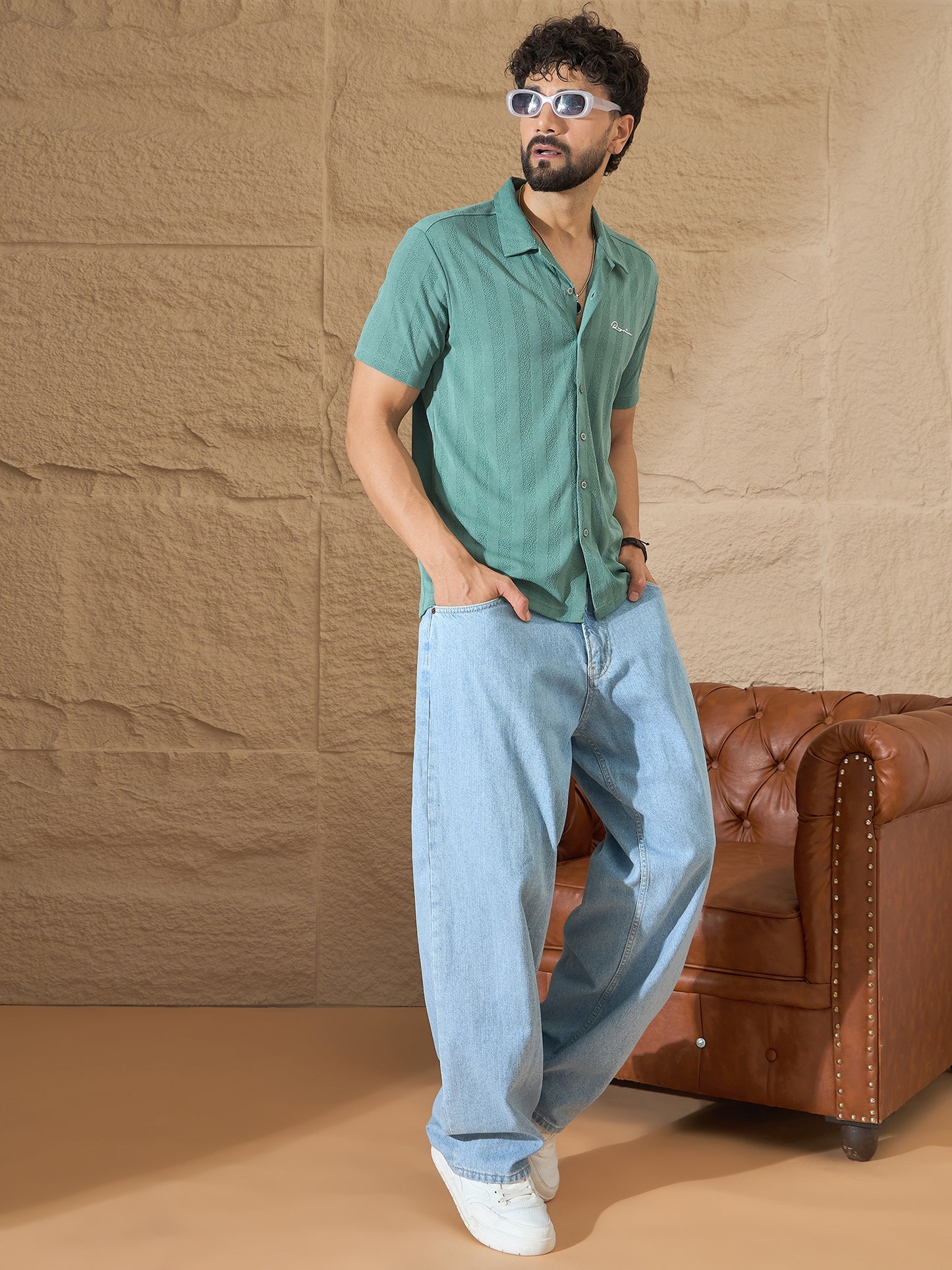 Men Shirt Sea Green