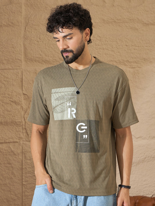 Menâ€™s graphic t-shirt â€“ olive textured cotton â€“ Reprise