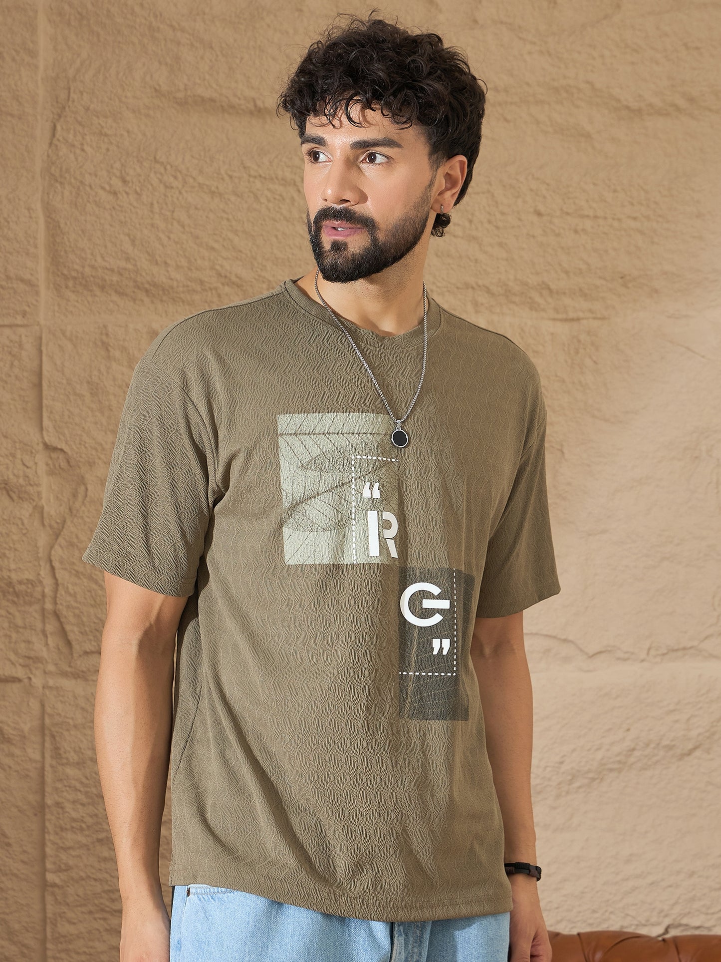 Mens Olive Graphic Tee