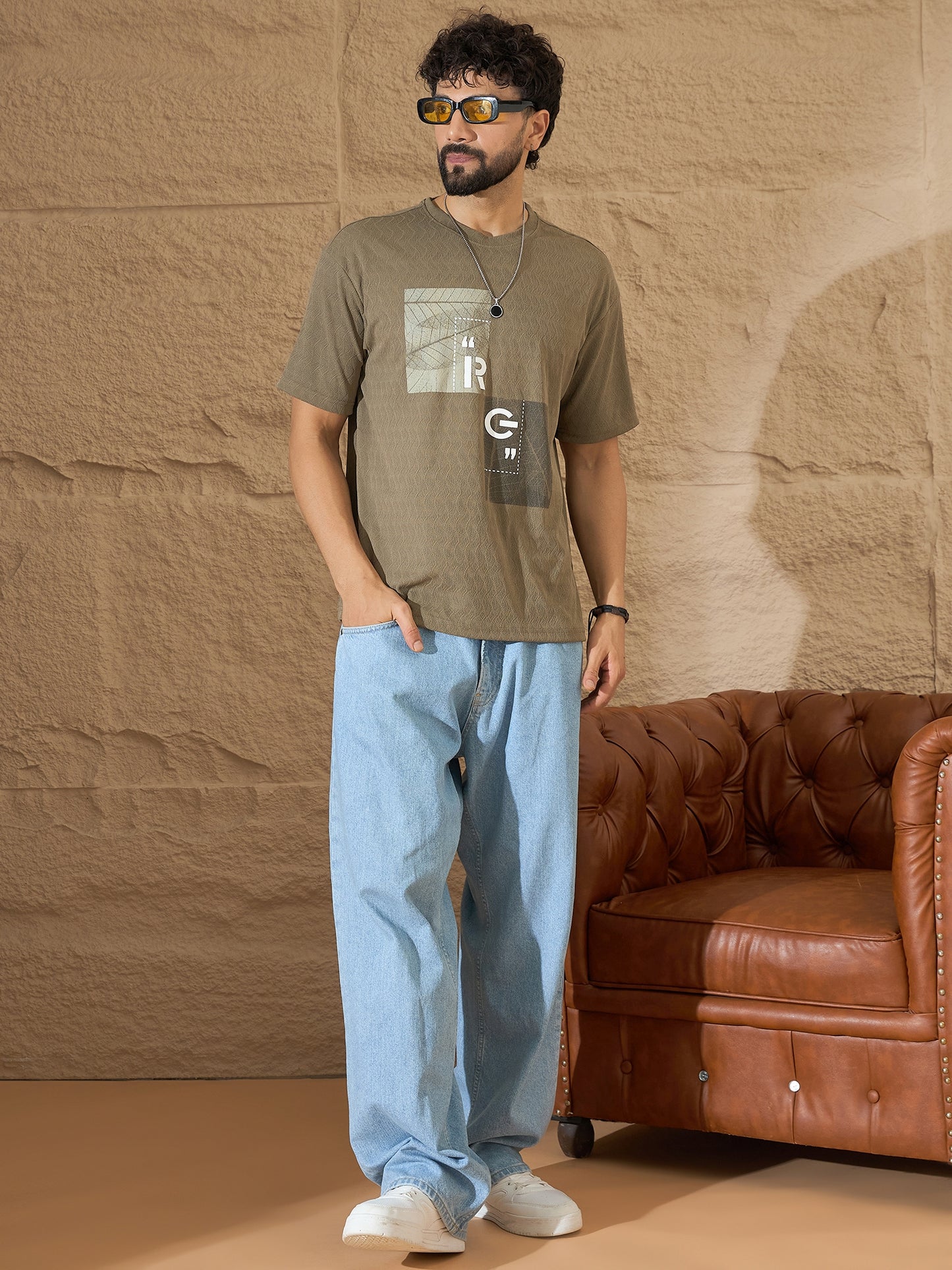 Mens Olive Graphic Tee