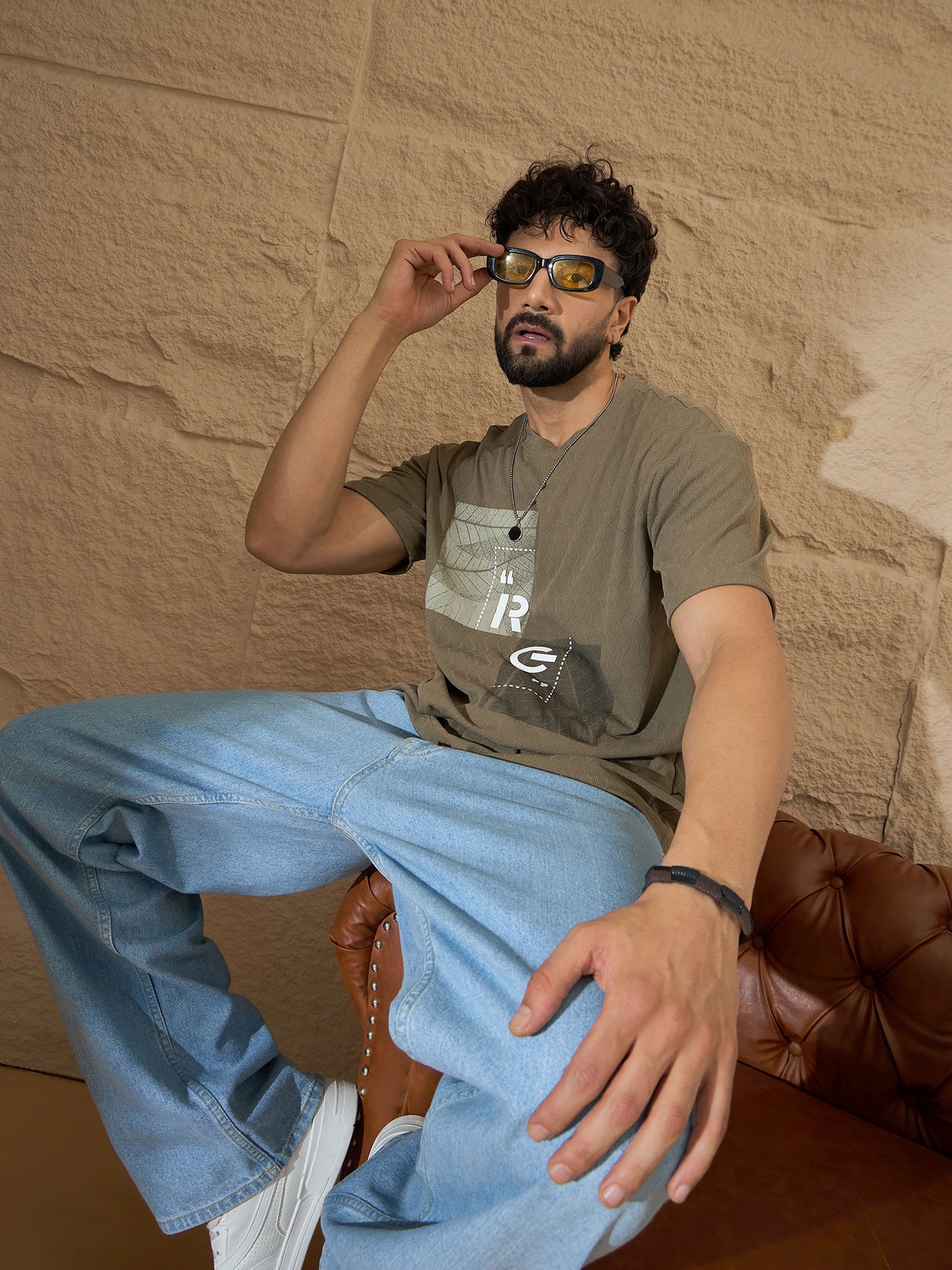 Mens Olive Graphic Tee