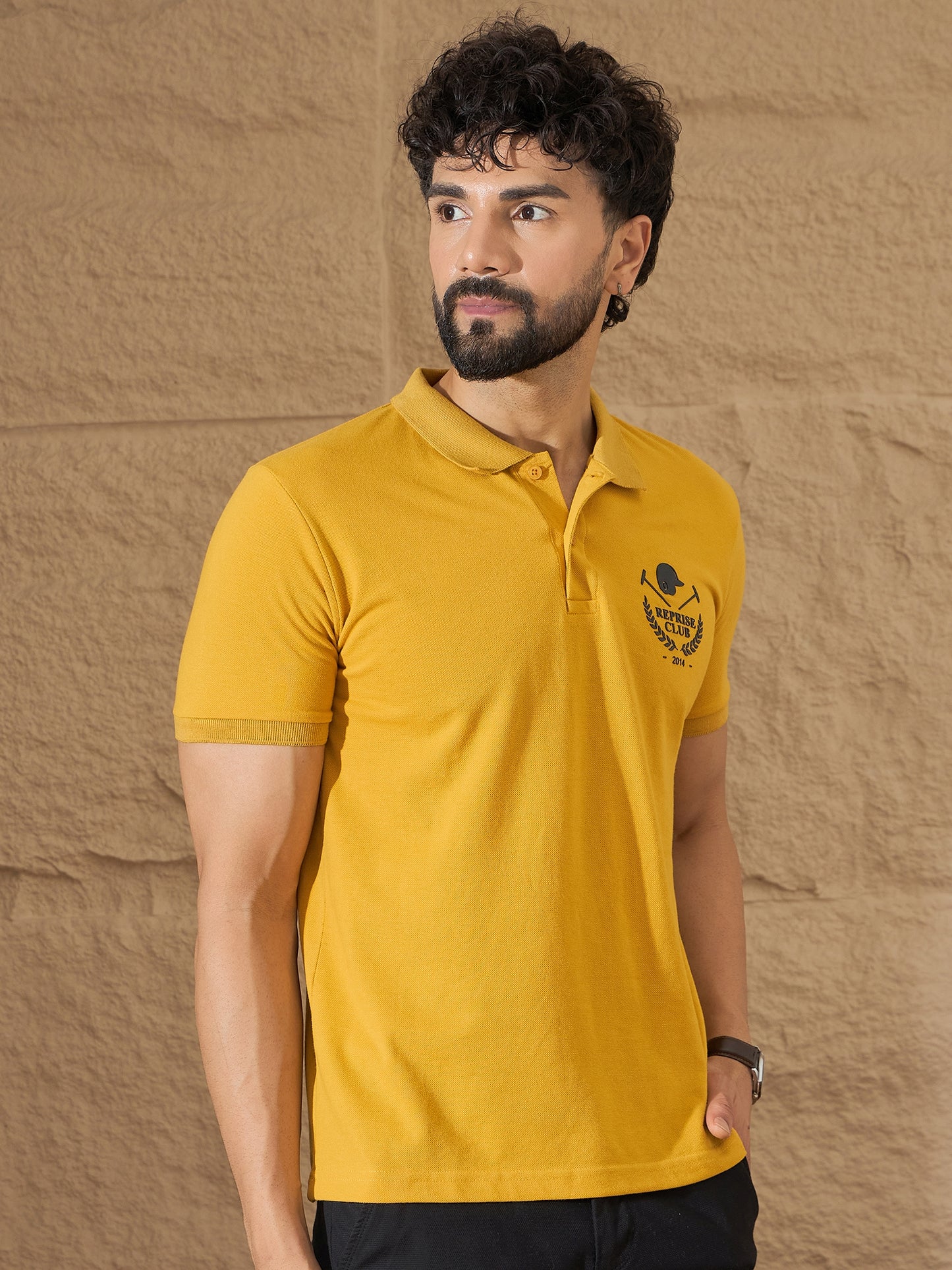 Mens Mustard Graphic Tee