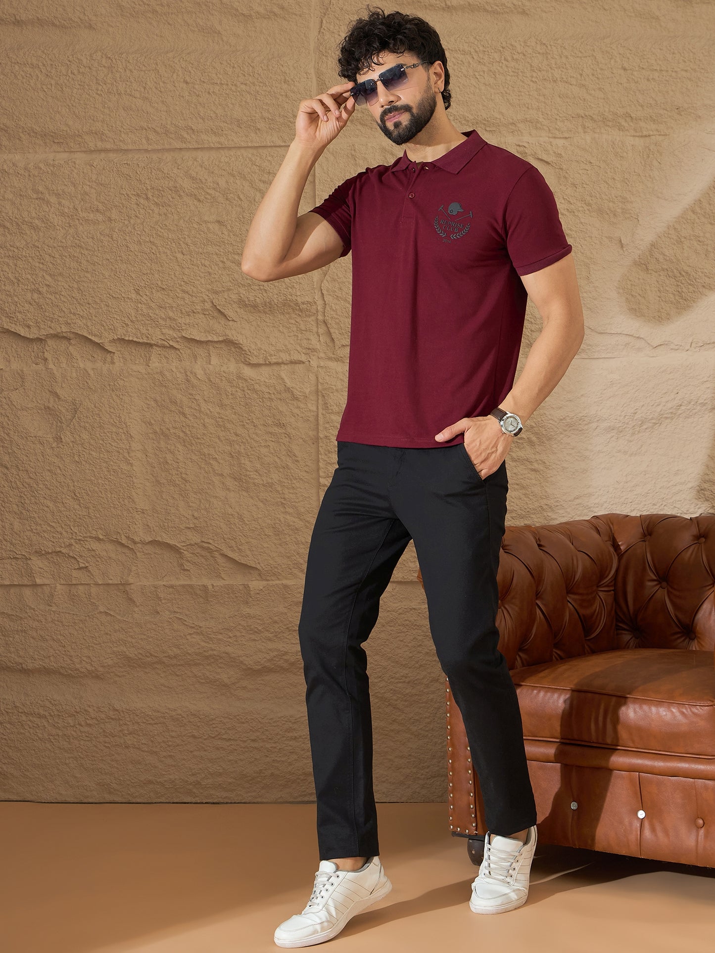 Mens Maroon Graphic Tee