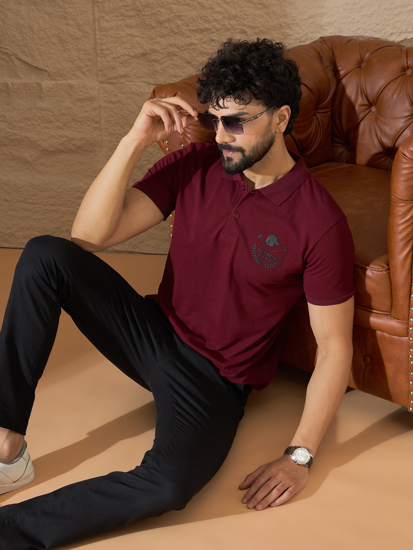 Mens Maroon Graphic Tee