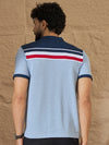 Men Striped Polo T-shirt Light Blue