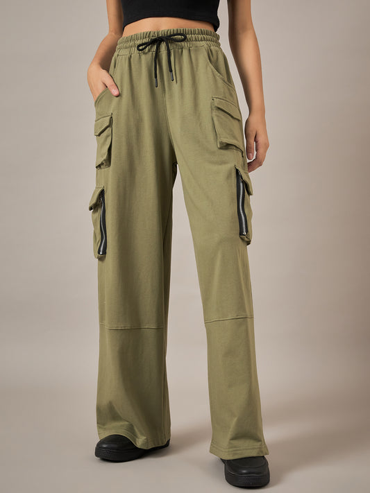 Olive Baggy Fit Pant - Reprise