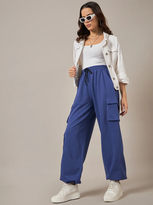 2-Women Olive Baggy Fit Pant