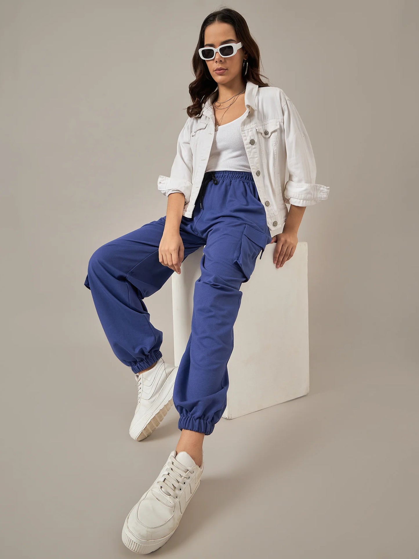 2-Women Olive Baggy Fit Pant