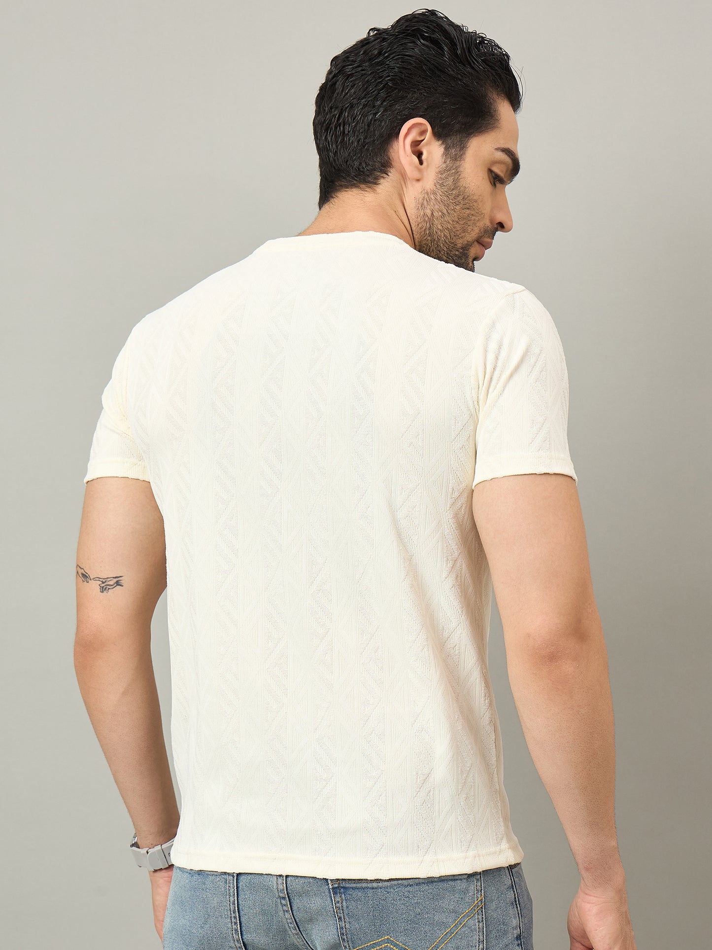 Men Round Neck T-shirt white
