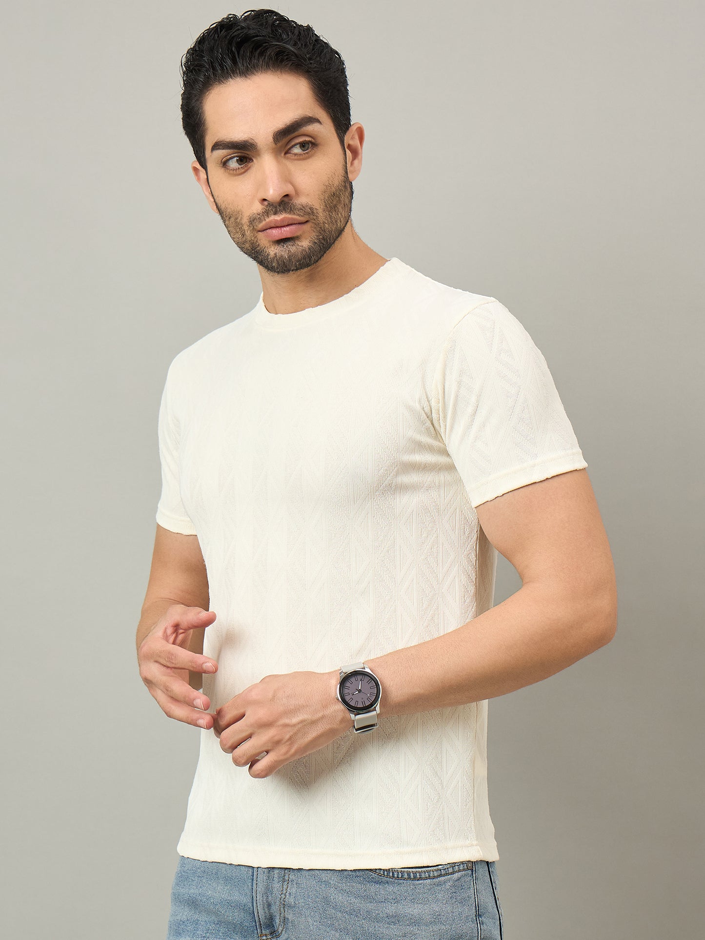 Men Round Neck T-shirt white