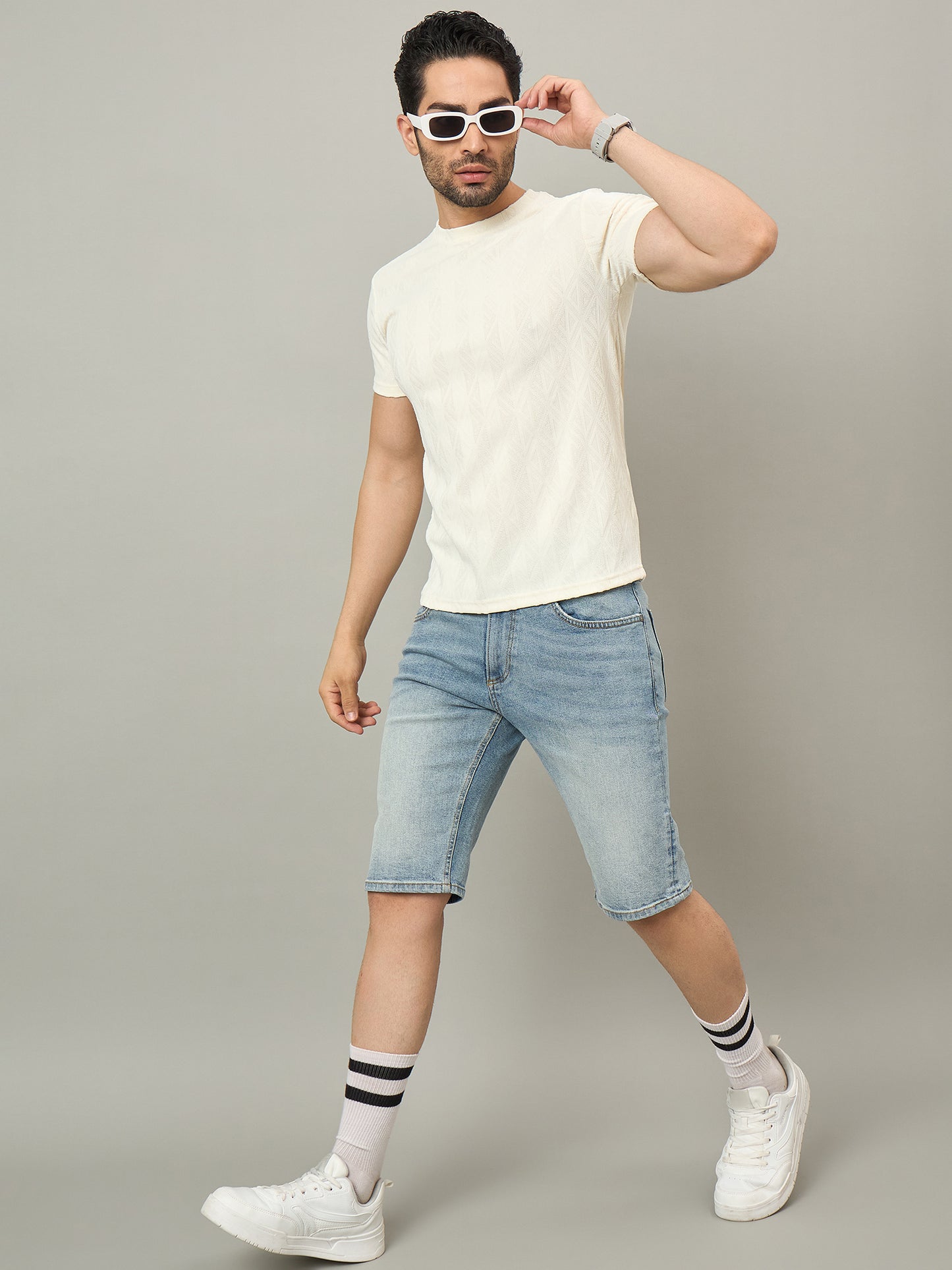 Men Round Neck T-shirt white