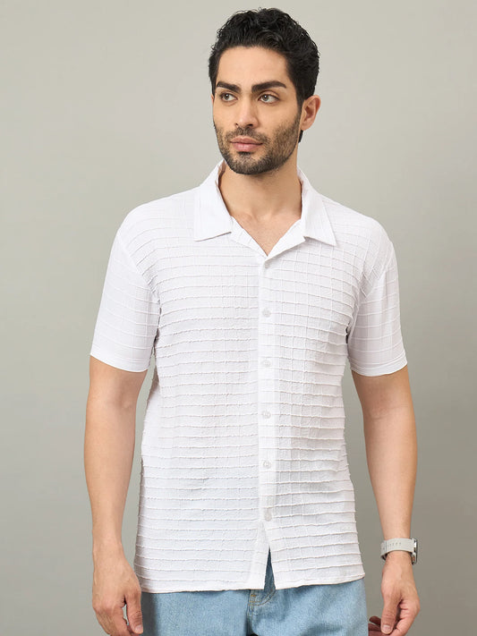 Men Textured Shirt White