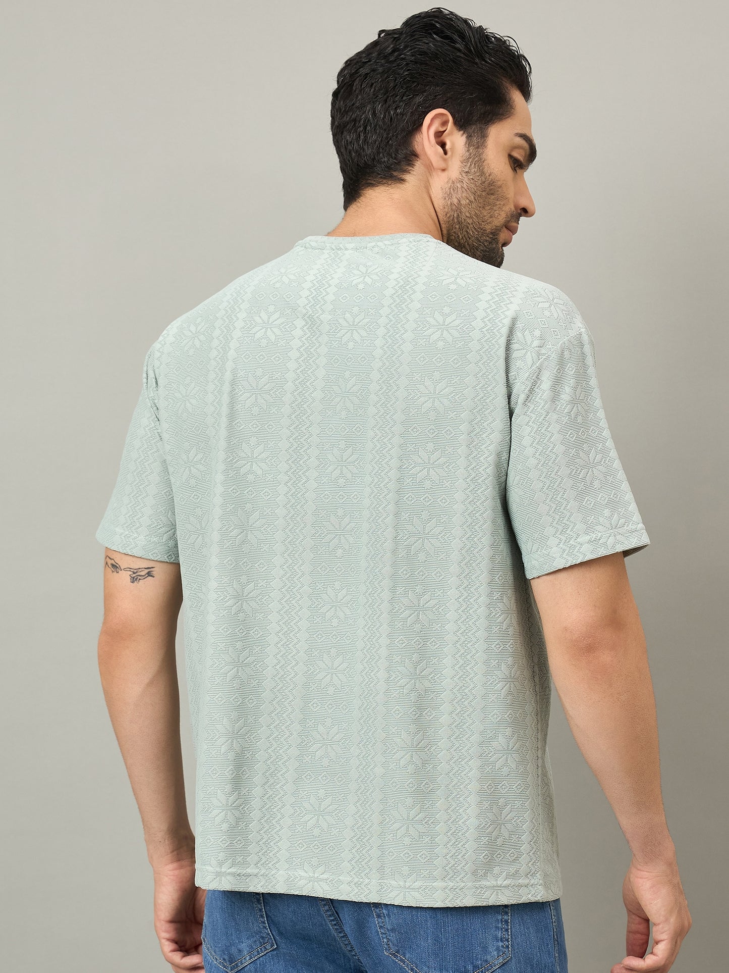 Men Oversized Round Neck Drop Shoulder T-shirt Sage