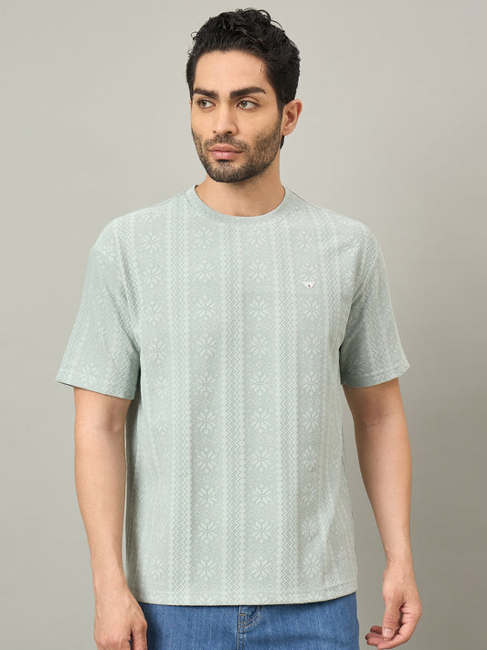 Men Oversized Round Neck Drop Shoulder T-shirt Sage