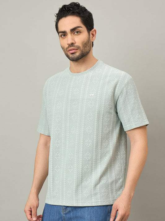 Men Oversized Round Neck Drop Shoulder T-shirt Sage