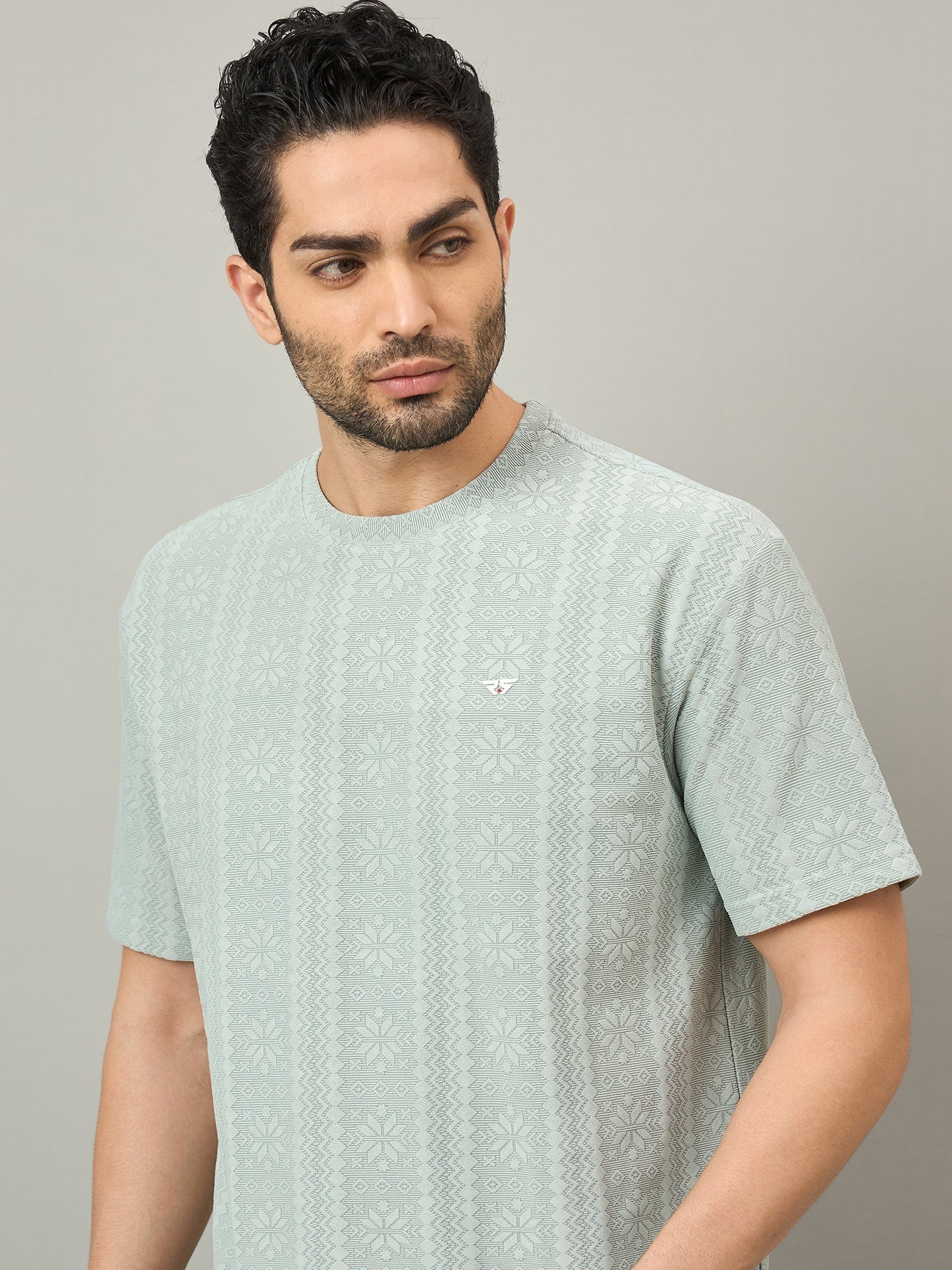 Men Oversized Round Neck Drop Shoulder T-shirt Sage
