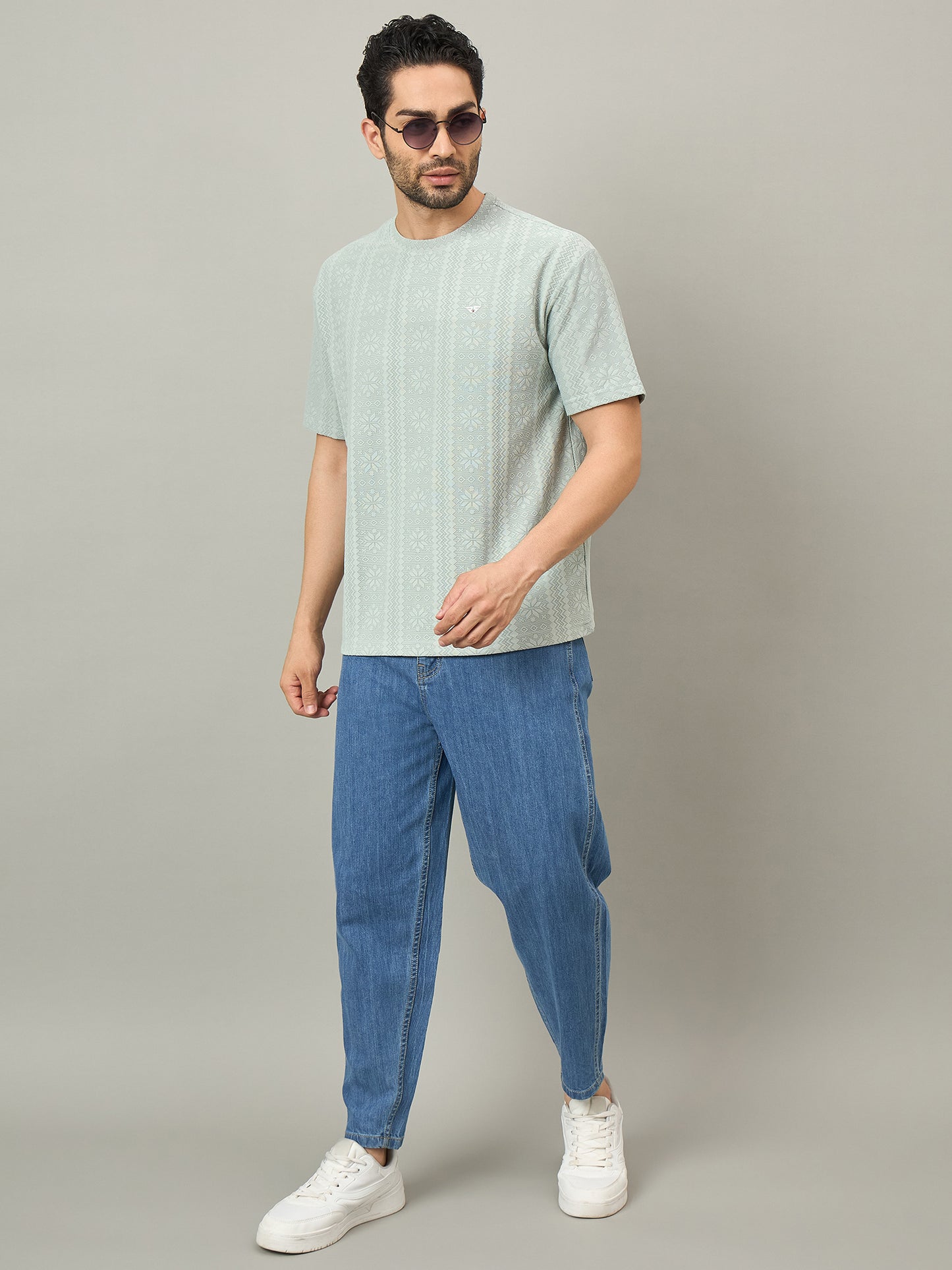 Men Oversized Round Neck Drop Shoulder T-shirt Sage
