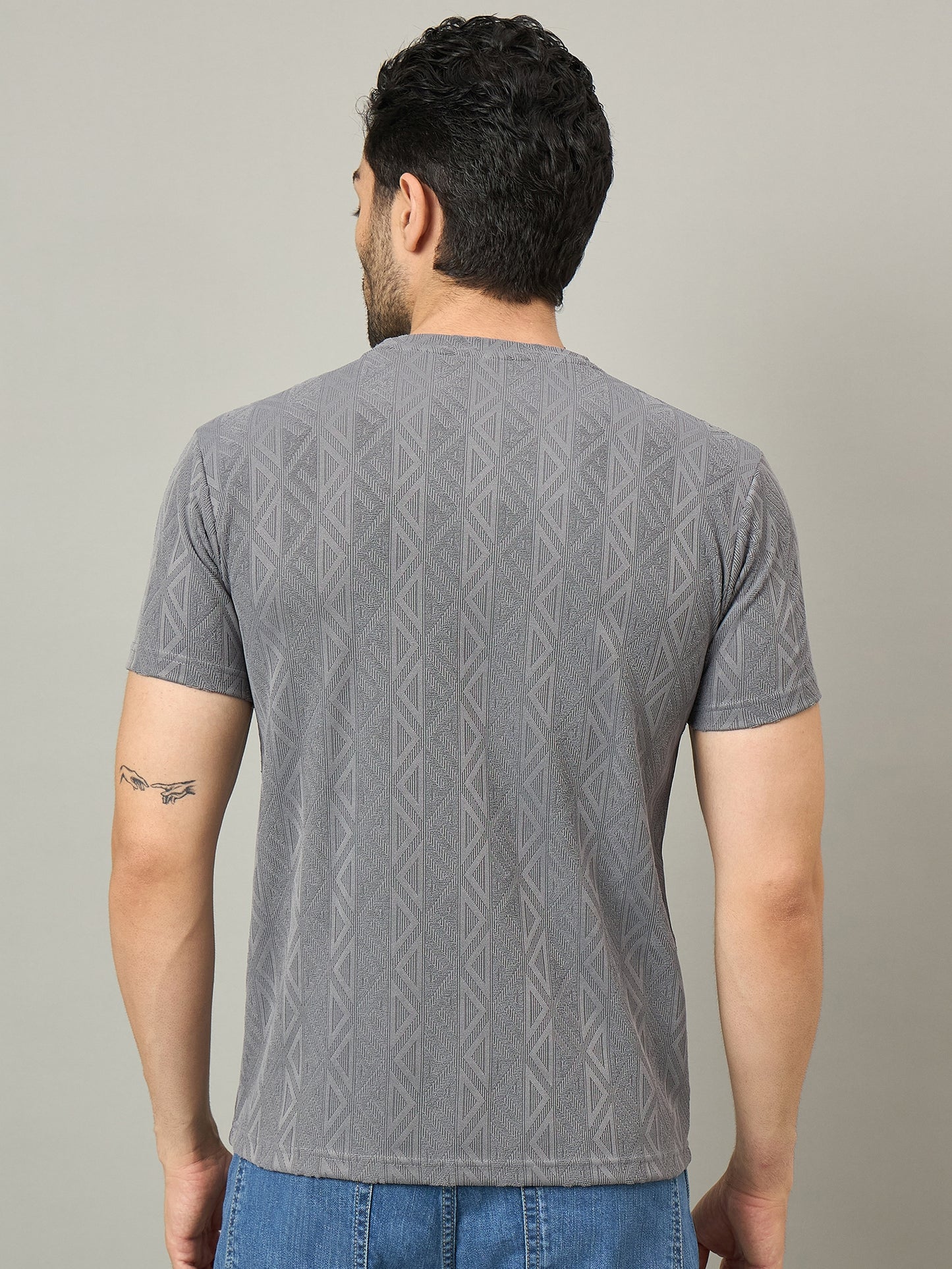 Men Round Neck T-shirt Grey