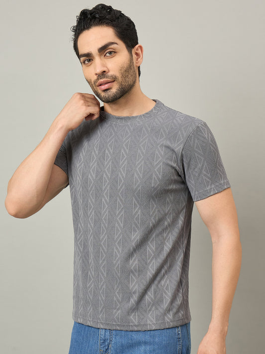 Men Round Neck T-shirt Grey