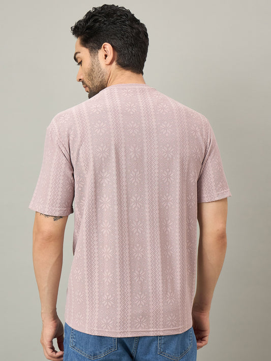 Men Oversized Round Neck Drop Shoulder T-shirt Pink