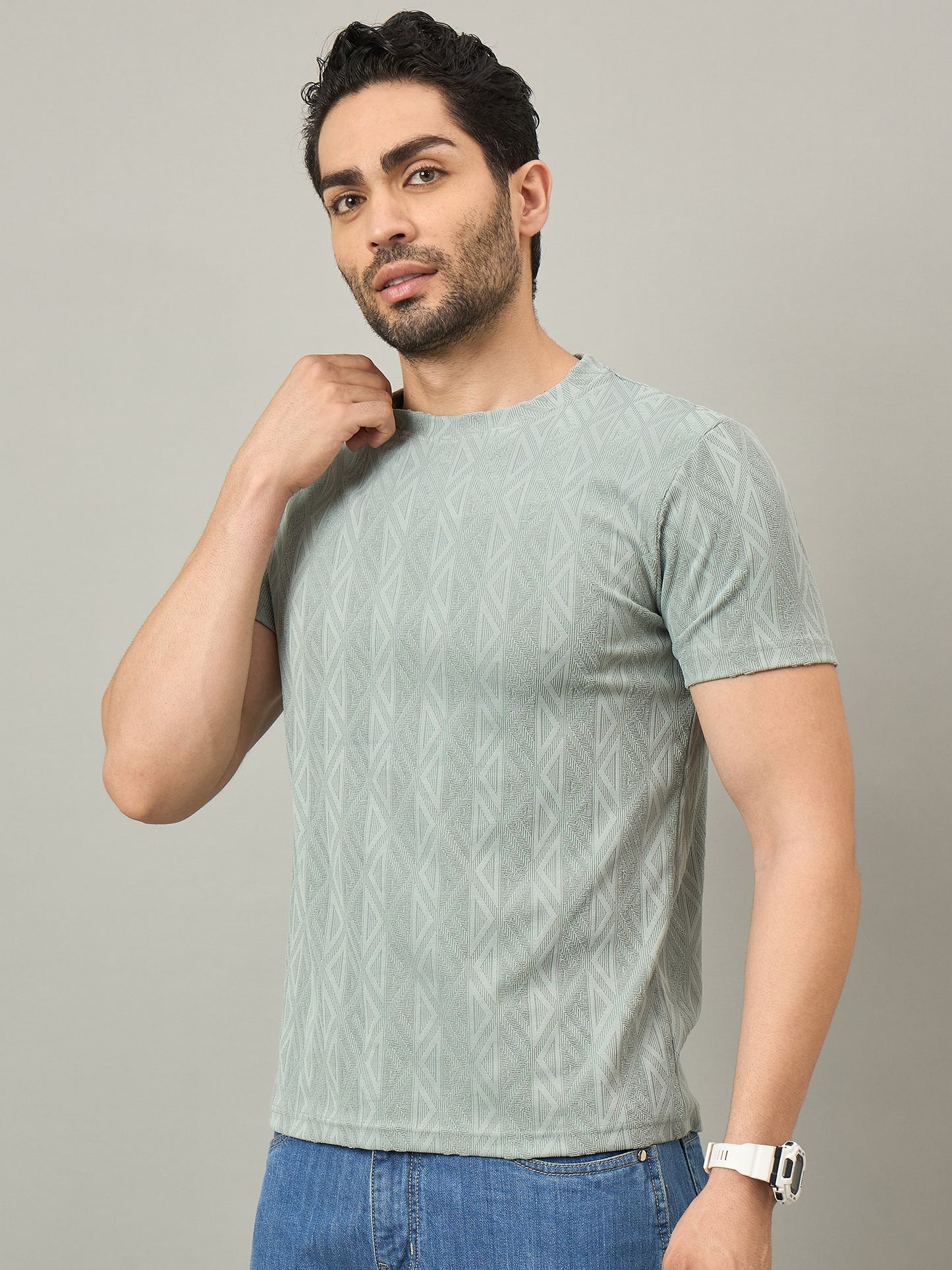 Men Round Neck T-shirt Sage