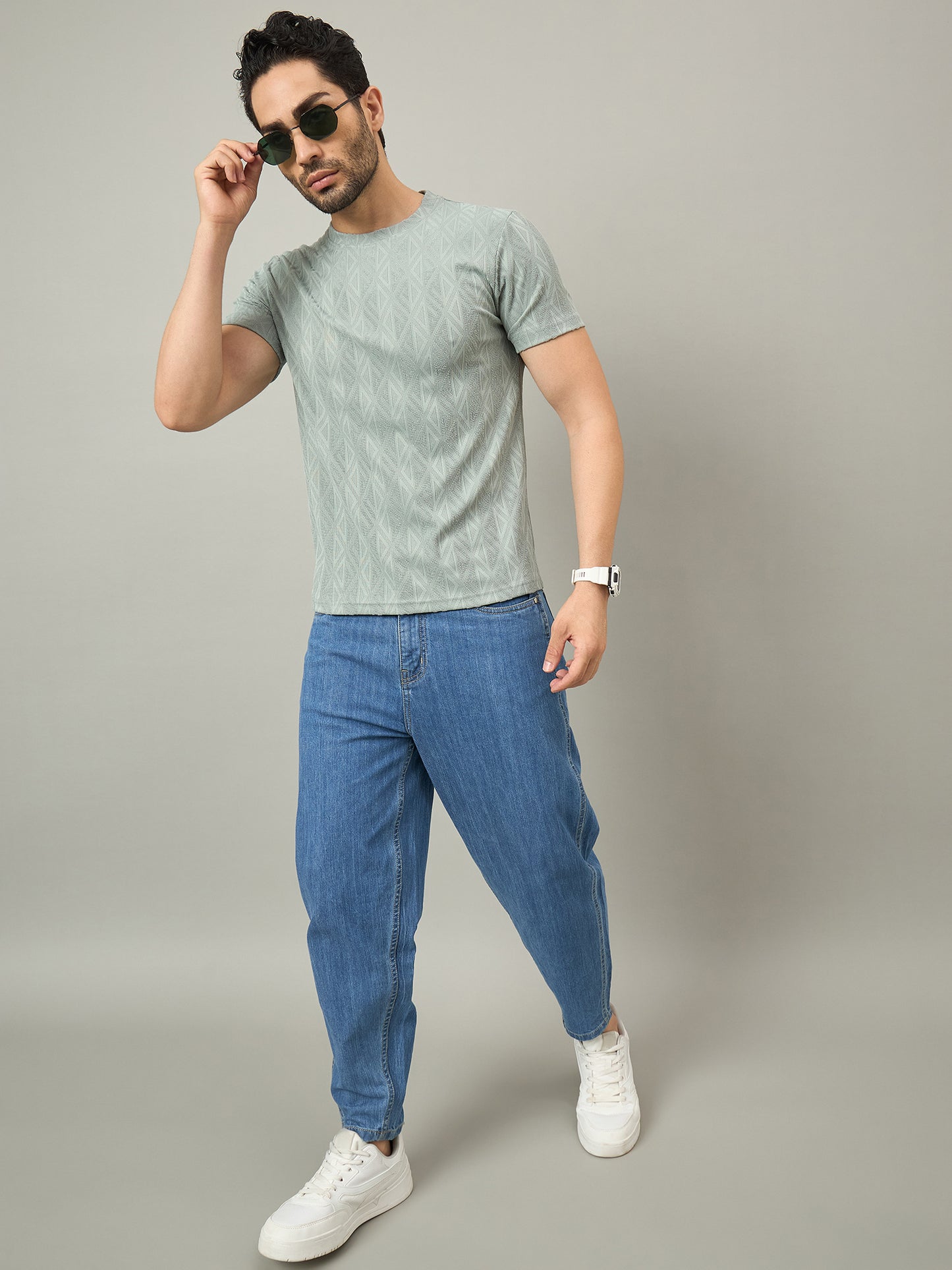 Men Round Neck T-shirt Sage