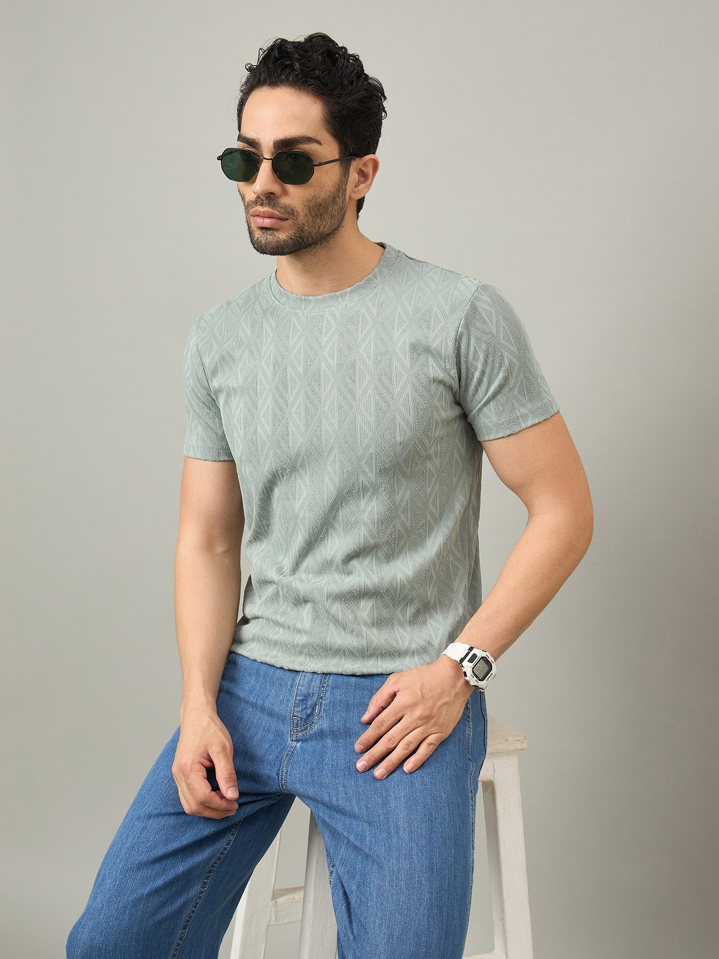 Men Round Neck T-shirt Sage