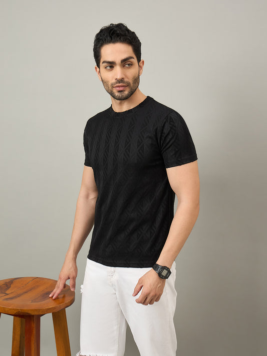 Men Round Neck T-shirt Black