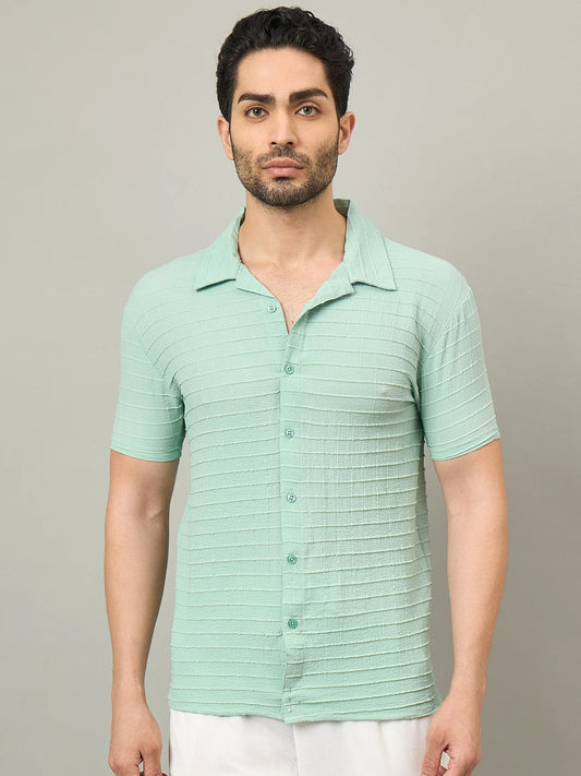 Men Textured Shirt Sage