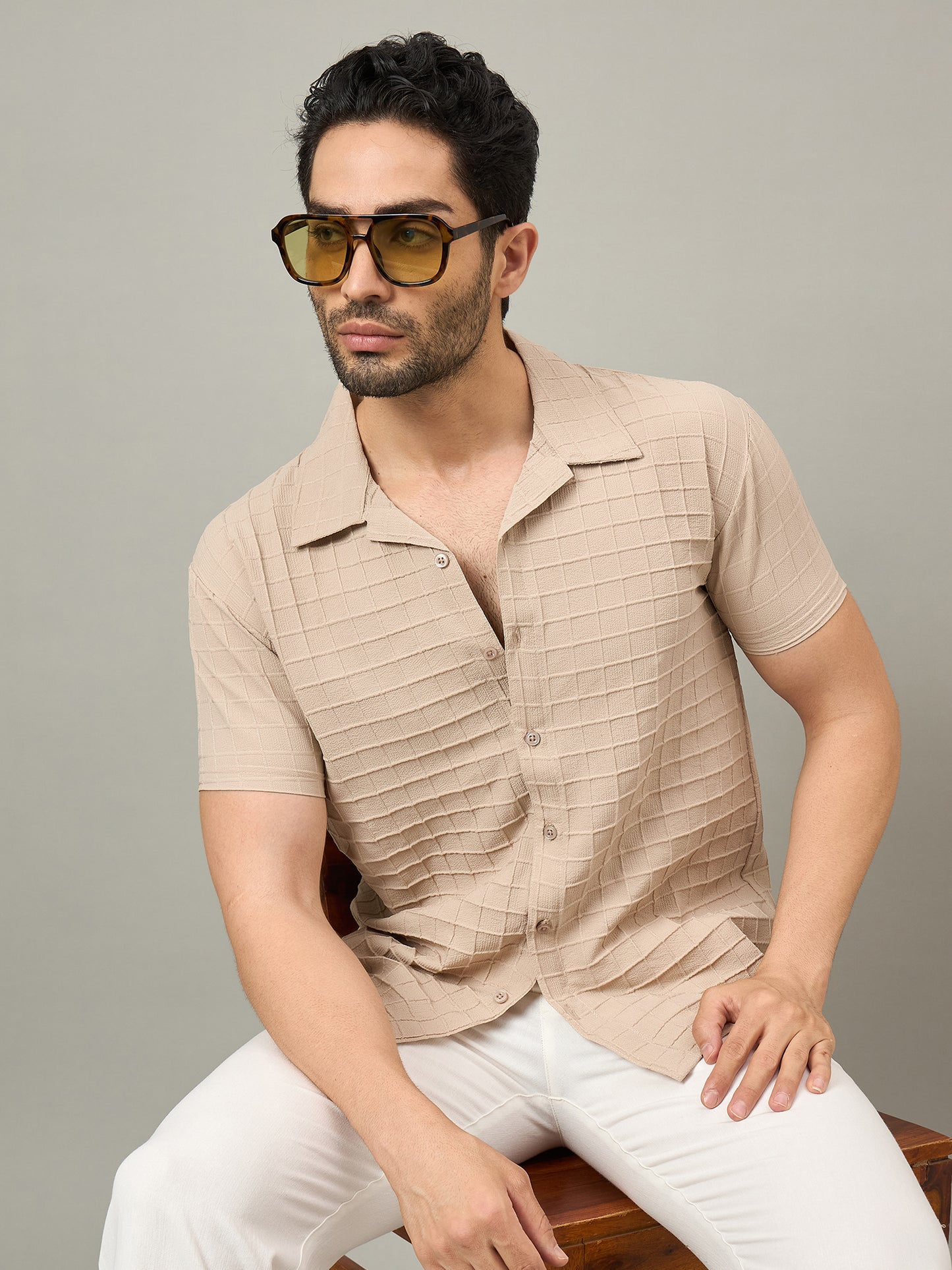 Men Shirt Beige