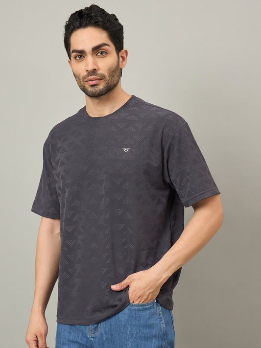 Men Round Neck T-shirt Grey